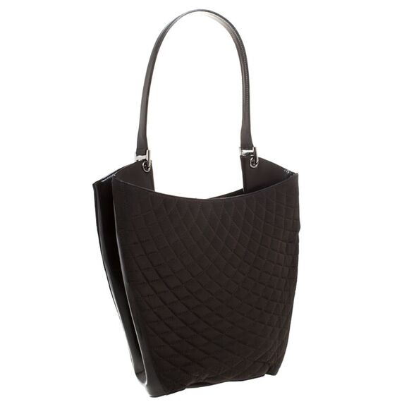 Bally Dark Brown Quilted Nylon and Patent Leather Hobo - Picture 3 of 4